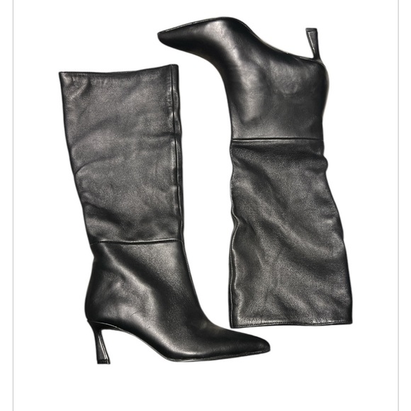 Steve Madden Lavan black leather boots kitten heel size 6 - Picture 2 of 6